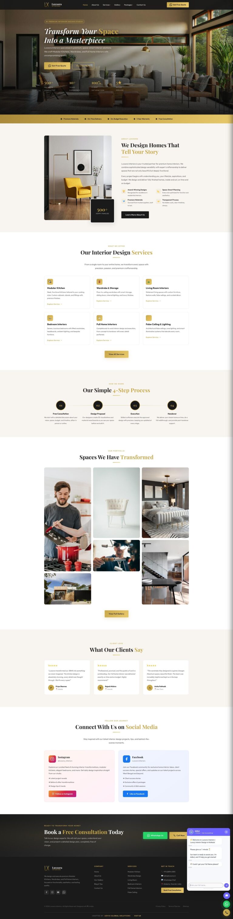 Luxxora Interiors website by Advix Global