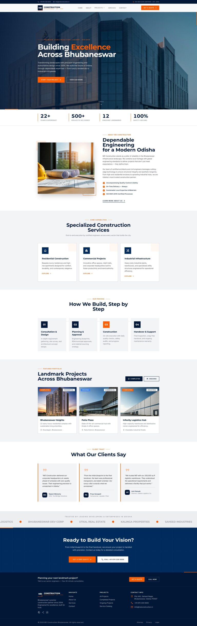 MD Construction website by Advix Global
