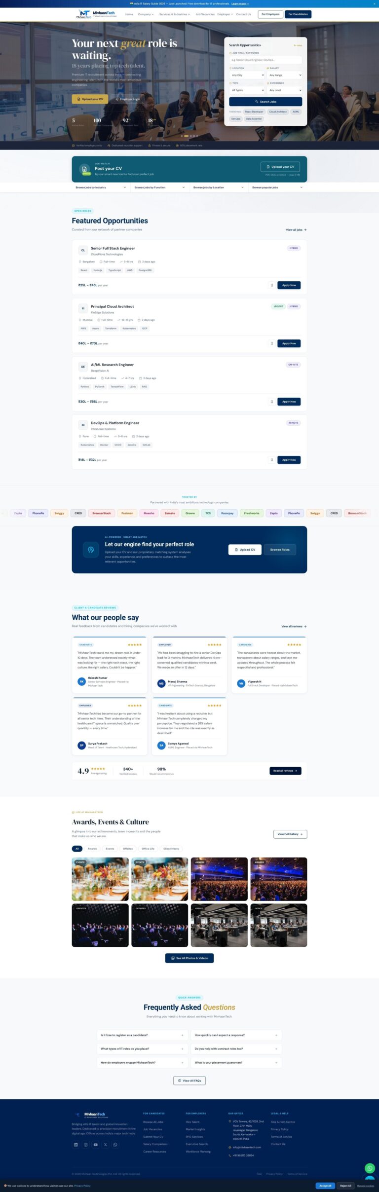 Mivhaan Tech website by Advix Global