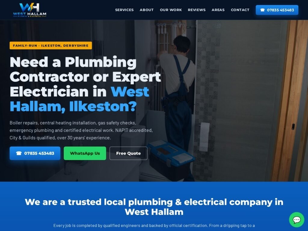 West Hallam Plumbing & Electrical — Website Design project by Advix Global Solutions