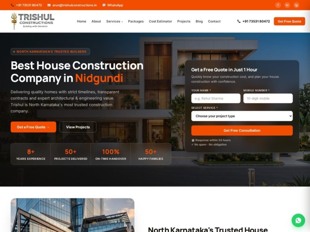 Trishul Constructions — Website Design project by Advix Global Solutions